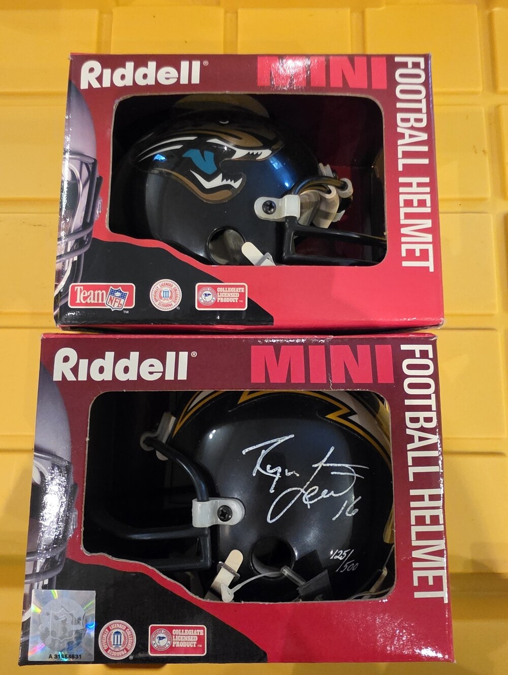 Riddell Mini Football Helmet - Jacksonville Jaguars and Sandiego Chargers.